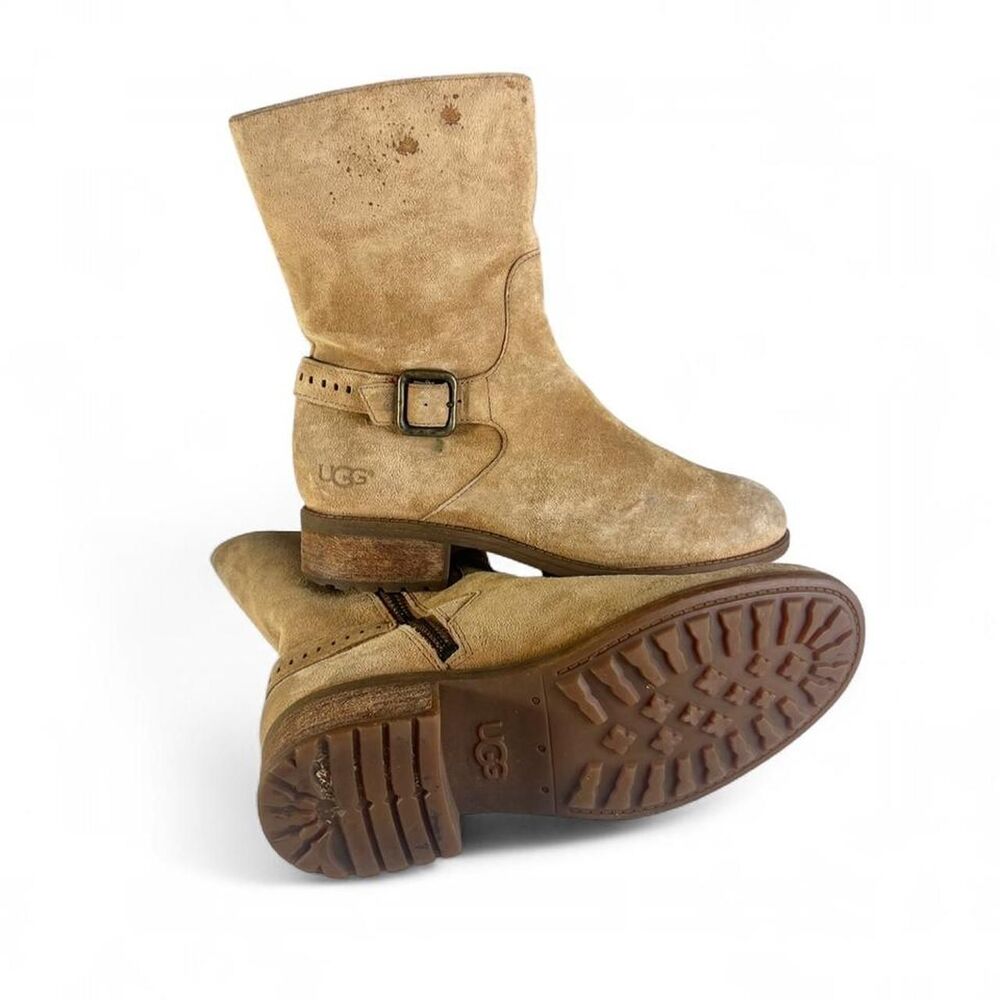 Ugg Keppler Women's Moto Tan Suede Leather Zip Up Boots